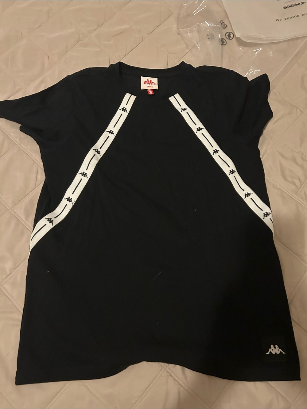 Kappa Black Short-Sleeve Tee with White Logo Tape